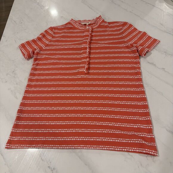 Tory Burch Tops - Tory Burch Lidia Ruffle Polo Shirt M Elevated Casual New Preppy Designer